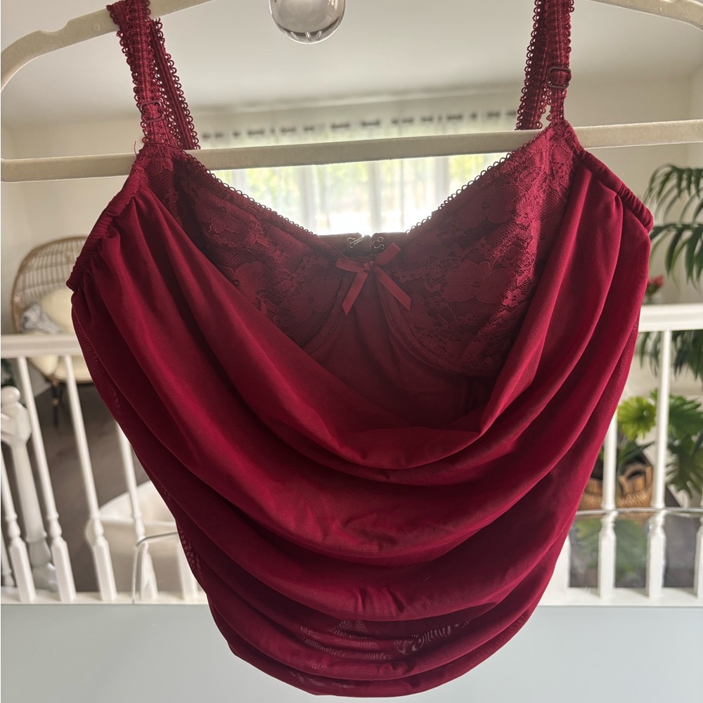 Windsor Deep Red Corset Lace Top
